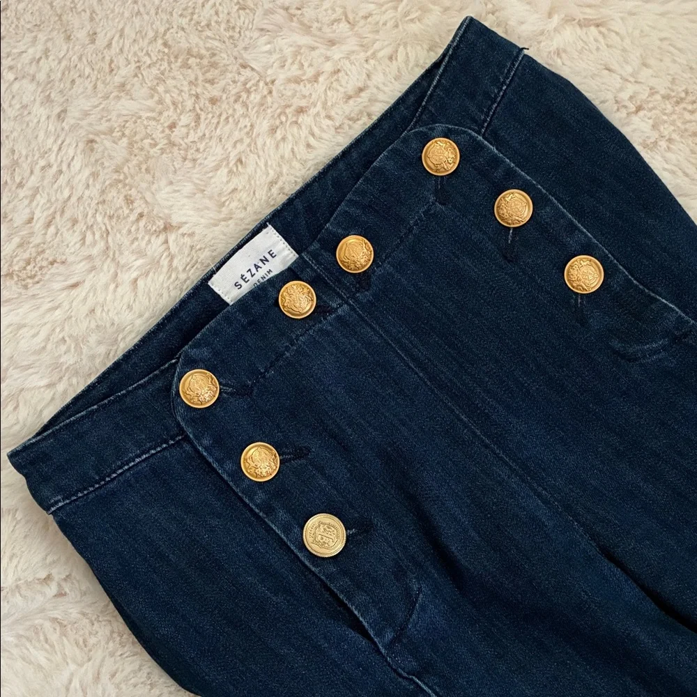 Sezane PARISIEN Denim sailor denim Size 36 EU / 4 US *button replaced* see pics - Picture 9 of 10